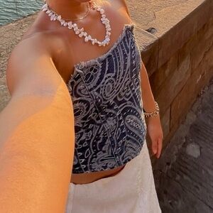 Y2K DENIM CORSET (PAISLEY PRINT - SIZE SMALL)